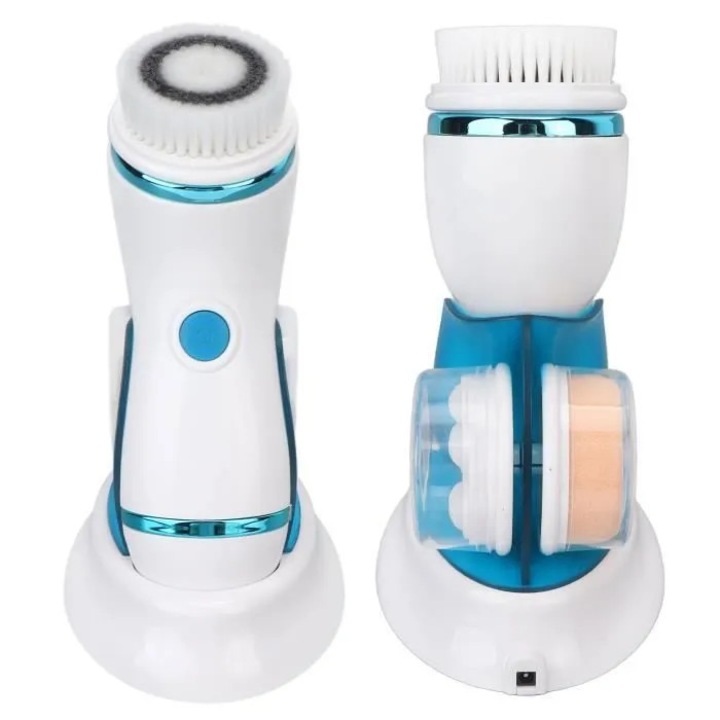 Aparat electric curatare faciala 4-in-1 perie impermeabila alb