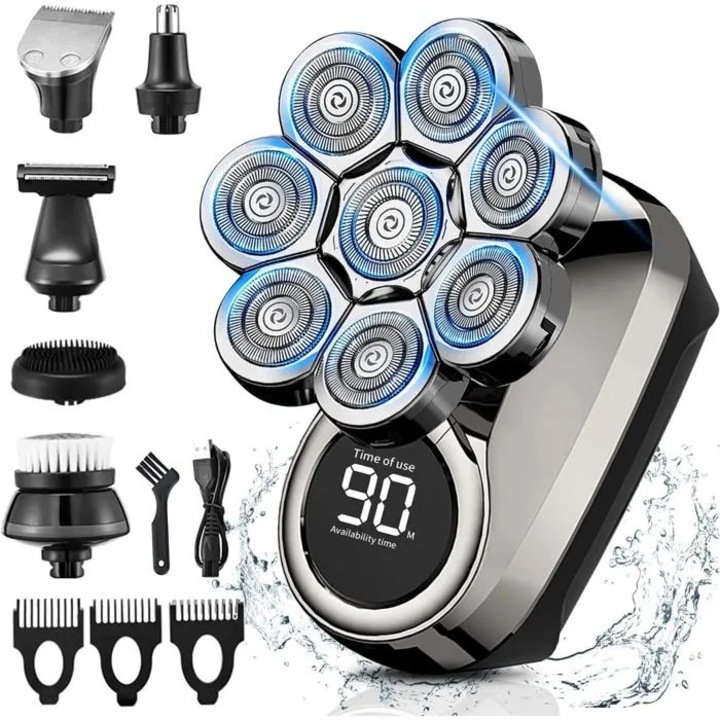 Aparat de ras electric 6 in 1 multifunctional, rezistent la apa, negru