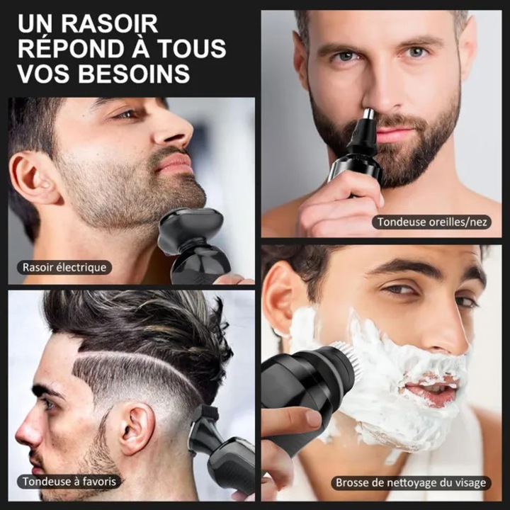 Aparat de ras electric 3D, trimmer 6 in 1, impermeabil IPX6, umed-uscat