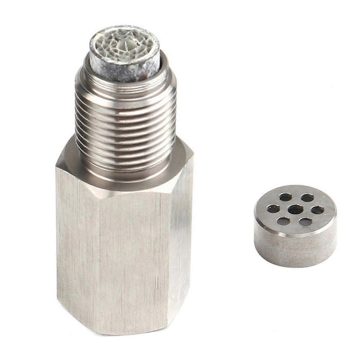 Adaptor senzor de oxigen O2 M18X1.5 cu elemente de filtru pentru Decat Hydrogen O2 Extender Spacer CEL Fix Check Engine argintiu