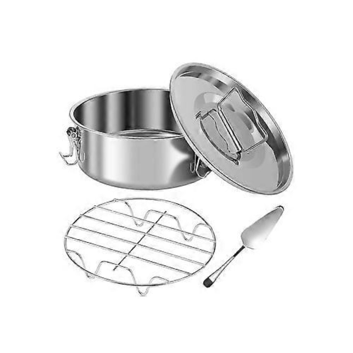 Set copt flan, otel inoxidabil 304, capac etans, 19x19x7.5cm, argintiu