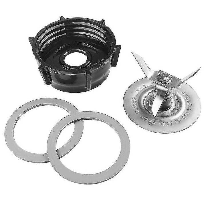 Piese de schimb pentru blender, lame inox si baza plastic, negru argintiu, set