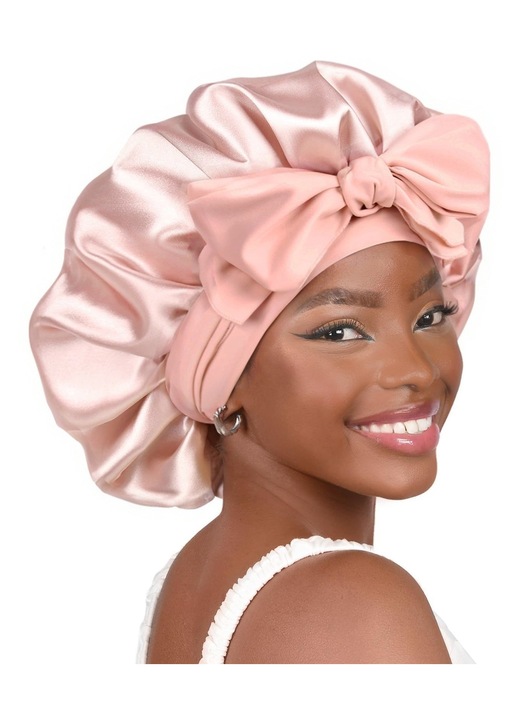 Boneta dama satin roz elastic reglabil