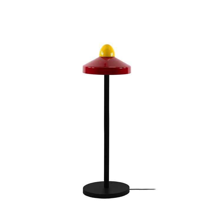 Lampa podea rosie cu detaliu galben 130x34cm