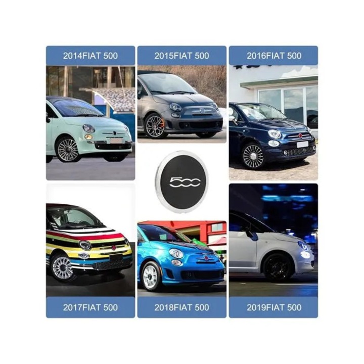 Keréktárcsa dísztárcsa Fiat 500 2012-2022, ABS, fekete/ezüst