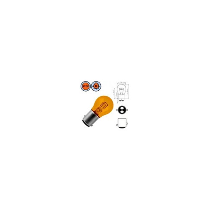 Bec auto 12V 21/5W BAY15D portocaliu pentru frana si semnalizare