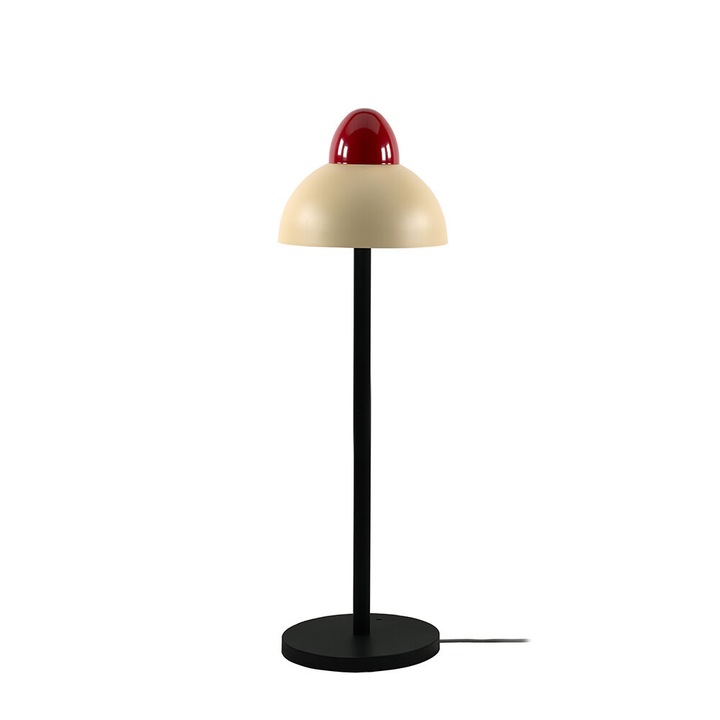 Lampa podea bej cu detaliu rosu 132x27cm, otel lucios