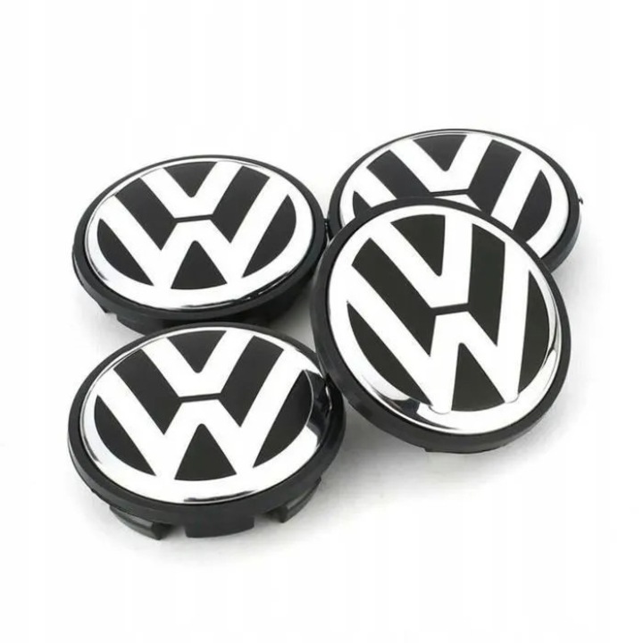 4 db keréktárcsa kupak készlet, 65mm, Volkswagenhez, fekete/ezüst