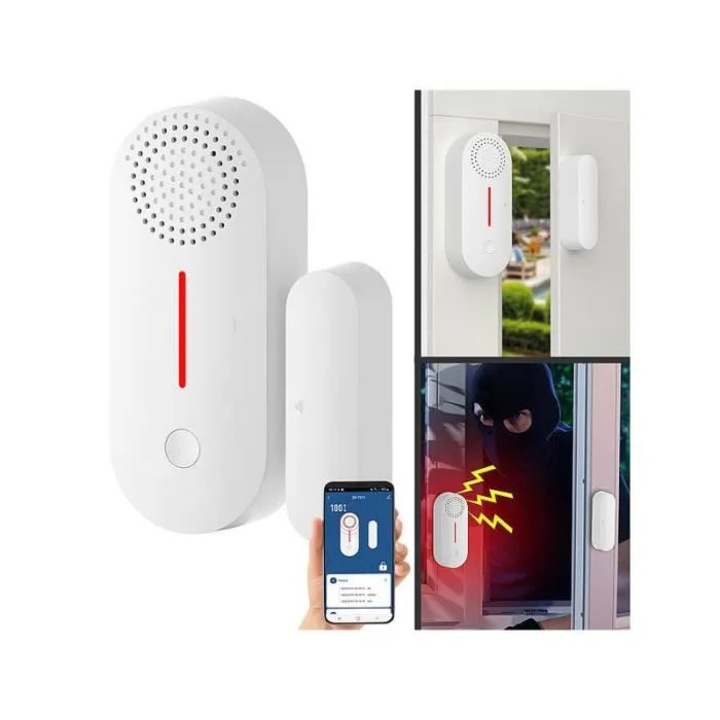 Смарт аларма, 110 dB, Wi-Fi, съвместима с Alexa и Google, 8м обхват на засичане