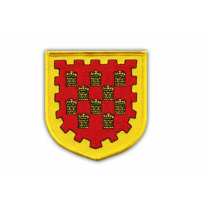 Hímzett embléma Greater Manchester, pajzs, mágneses, piros-sárga, 8x7.3cm