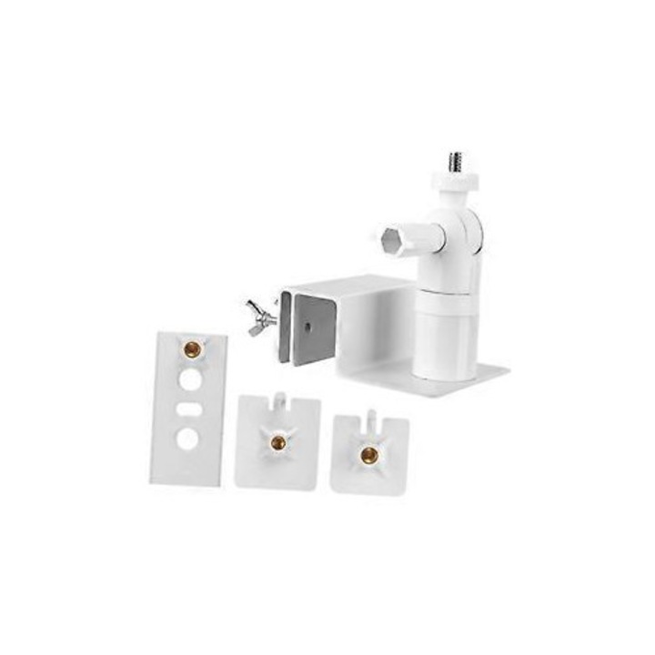 Suport camera montare perete, metal, alb, reglabil 360°, 15x15cm