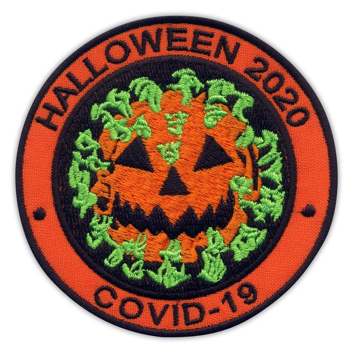 Hímzett folt Halloween 2020 vírus narancssárga tök 8.9x8.9cm varrható