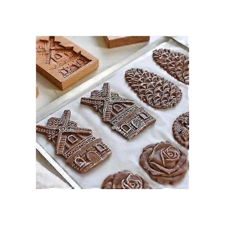 Set forme prajituri lemn, dreptunghiulara si patrata, 10x10x3cm si 13x10x3cm