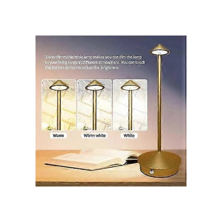 Акумулаторна LED лампа, алуминий, IP54, 10.5x29см, топло бяло