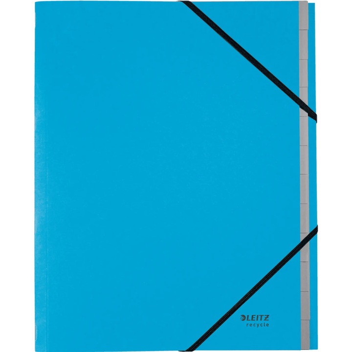 Mapa Leitz Recycle A4 cu elastic 12 compartimente albastru