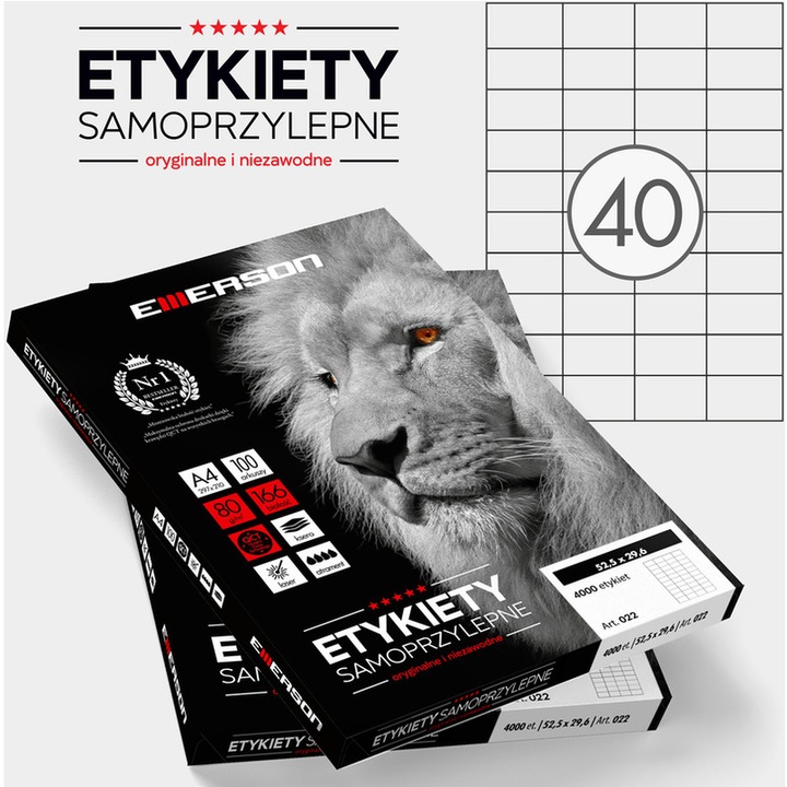 Emerson öntapadós címkék 52.5x29.6mm fehér 100 db