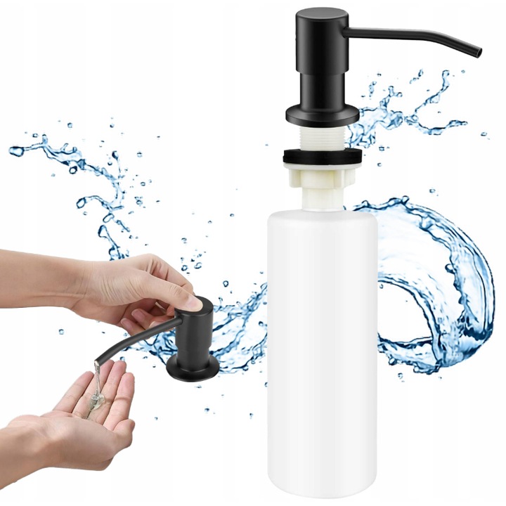 Dozator sapun lichid 350ml montaj blat negru rotativ