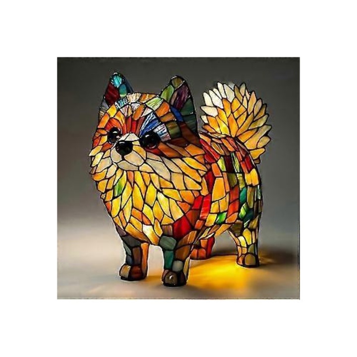 Veioza animala, design caine si pisica, decor interior, alb, 30x15x15cm