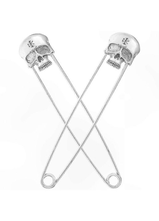 Set 2 brose tip ace de siguranta craniu, aliaj, negru, 3x1cm