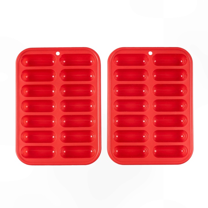 Set 2 forme silicon gheata, capac, reutilizabile, BPA-free, alb, 20x5x3cm
