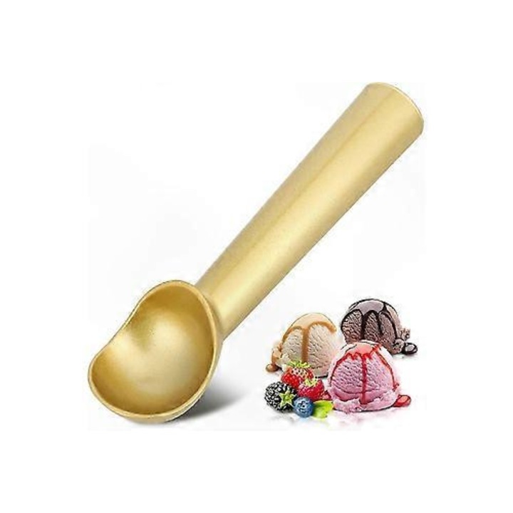 Lingura pentru inghetata 18cm aluminiu aurie ergonomica