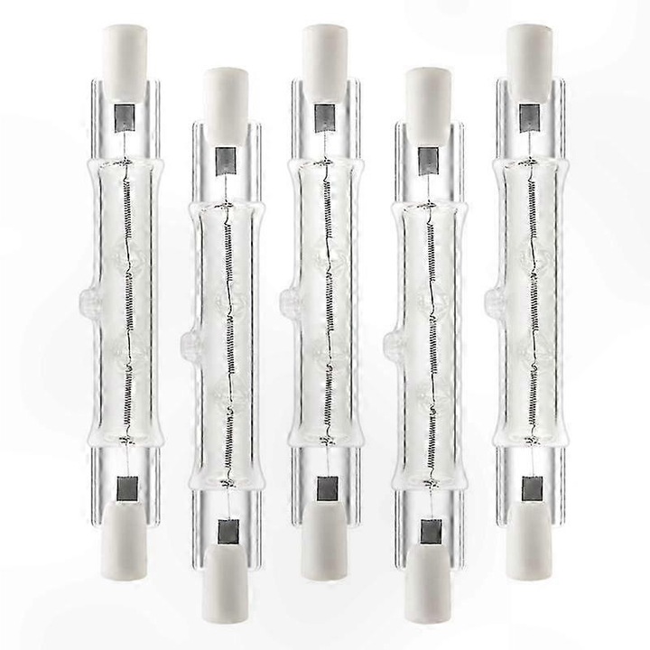 Set 5 becuri halogen lineare R7S, 300W, 118mm, reglabil, alb rece