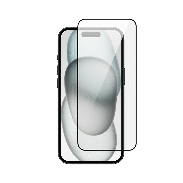 Sticla compozit 5D cu protectie ceramica pentru ecran complet iPhone 15 negru