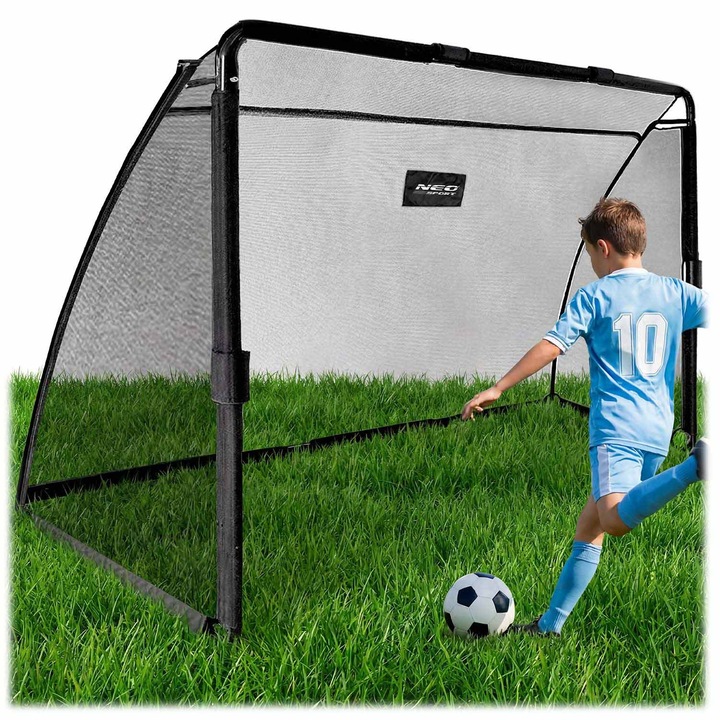 Футболна врата Neo-Sport 180x120x60 см черна с издръжлива мрежа