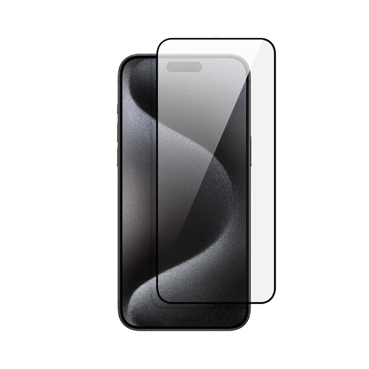 Sticla compozit 5D cu protectie ceramica, negru, pentru ecran complet, iPhone 15 Pro