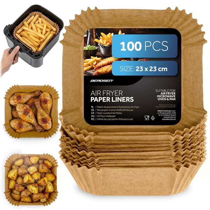 Hartie de copt patrata Berdsen 23x23cm set 100 buc