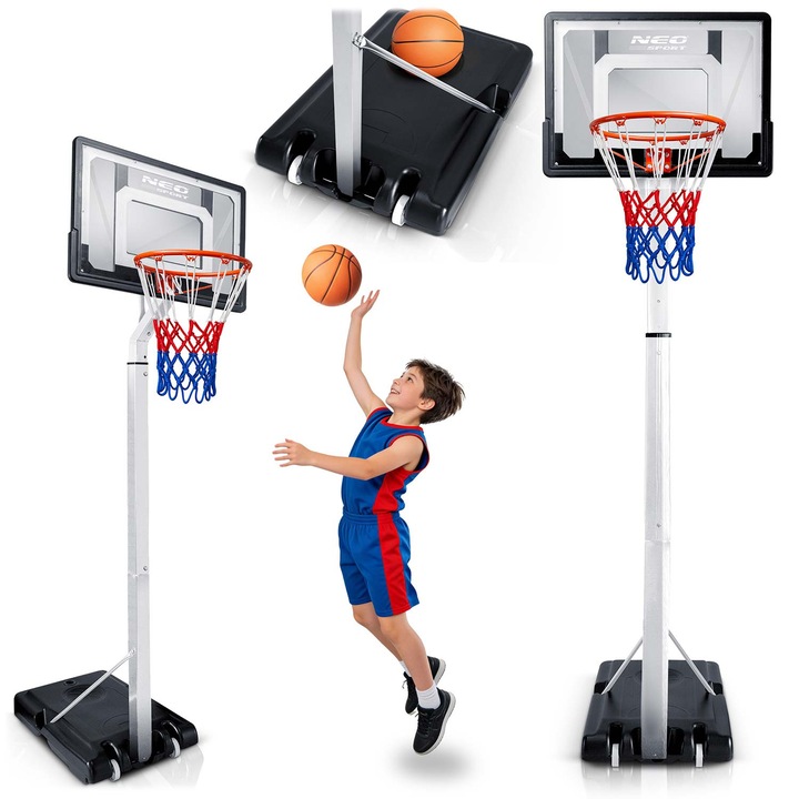 Kosárlabda palánk Neo-Sport NS-281 állítható 150x260cm mobil stabil átlátszó