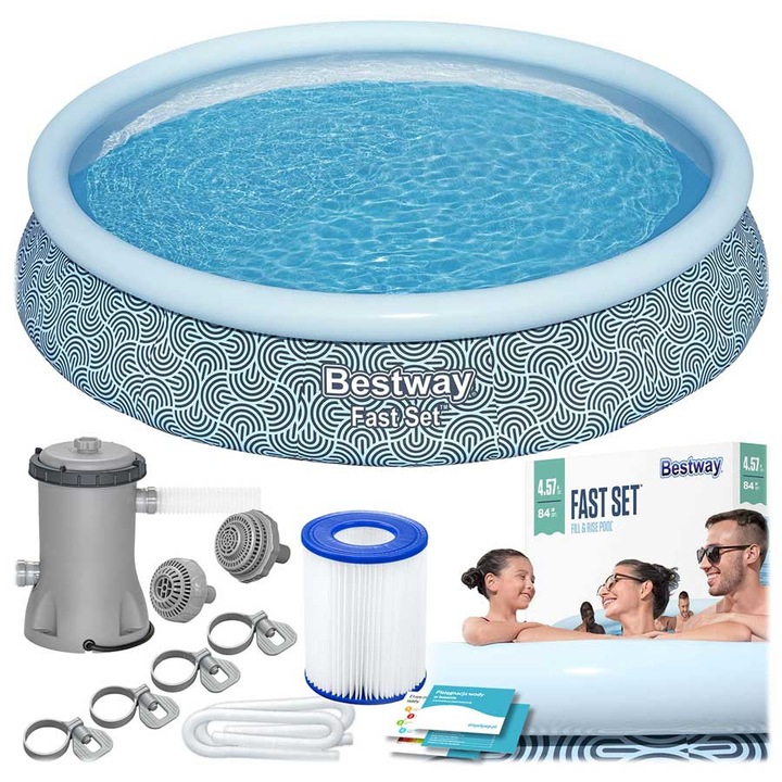 Piscina gradina Bestway 457x84cm set complet albastru