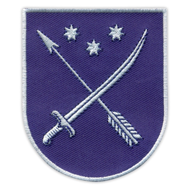 Hímzett jelvény Dnipro City, varrott folt, lila, 8x6.7cm