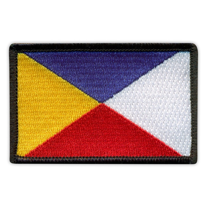 Hímzett Interszláv nyelvű embléma, öntapadós, 5x8cm