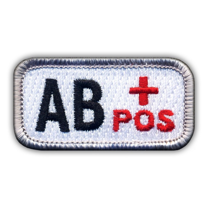 Hímzett AB vércsoport jelvény, fehér-piros 5.3x2.7cm, varrható