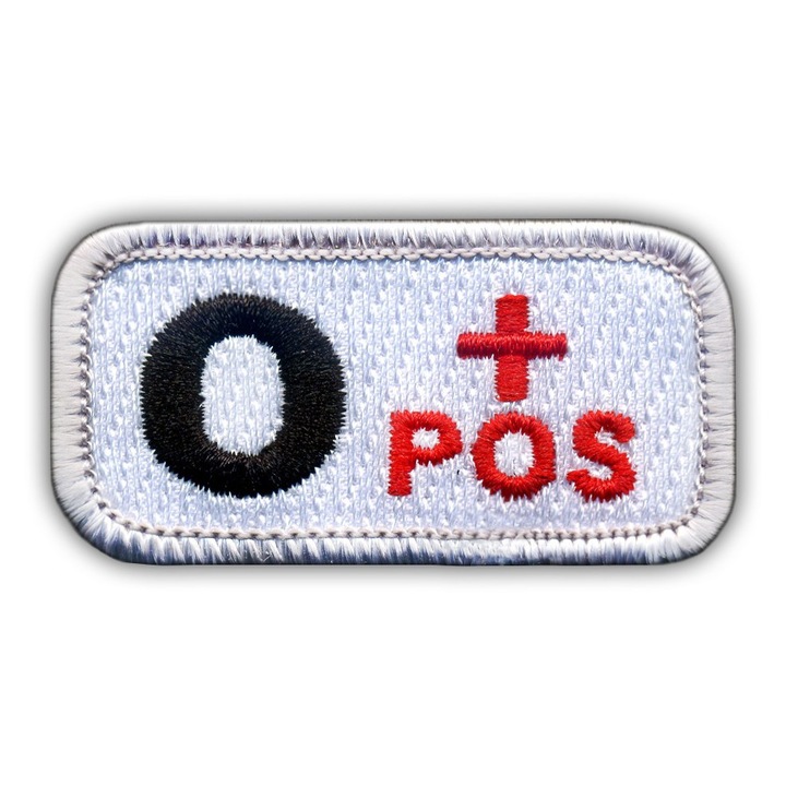 Hímzett folt, 0-ás vércsoport, fehér-piros, 2.7x5.3cm, varrható
