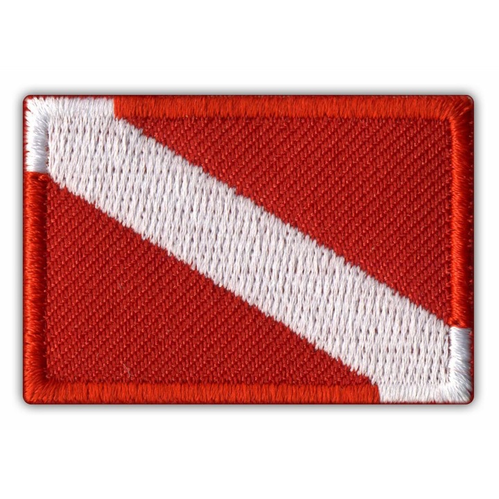 Hímzett búvárzászló folt, piros-fehér, 3x4.5cm, varrható