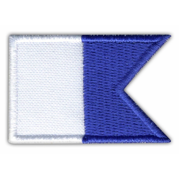 Hímzett búvárzászló embléma ALFA fehér-kék 3x4.5cm varrott