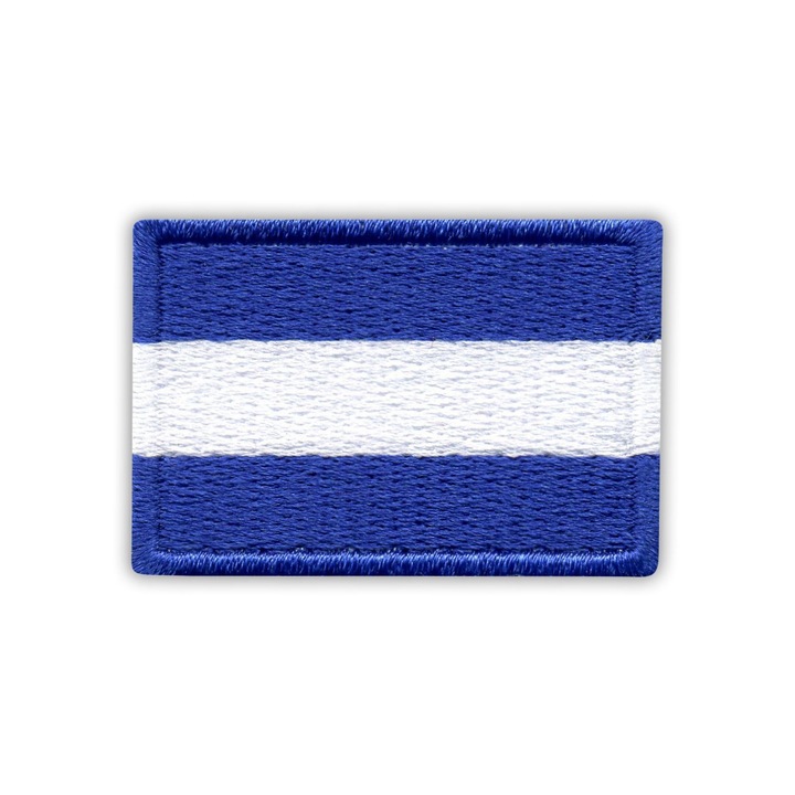 Hímzett zászló embléma Juliet, kék-fehér, 3.2x4.5cm, tartós felvarrható patch