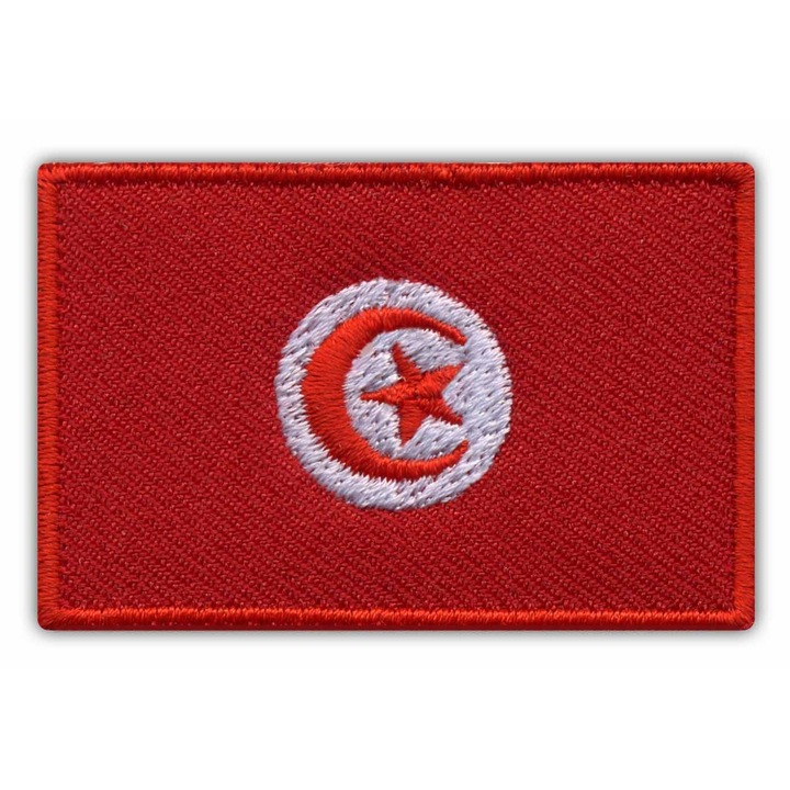 Hímzett embléma Tunézia, felvarrható folt, piros-fehér, 3.6x5.4cm