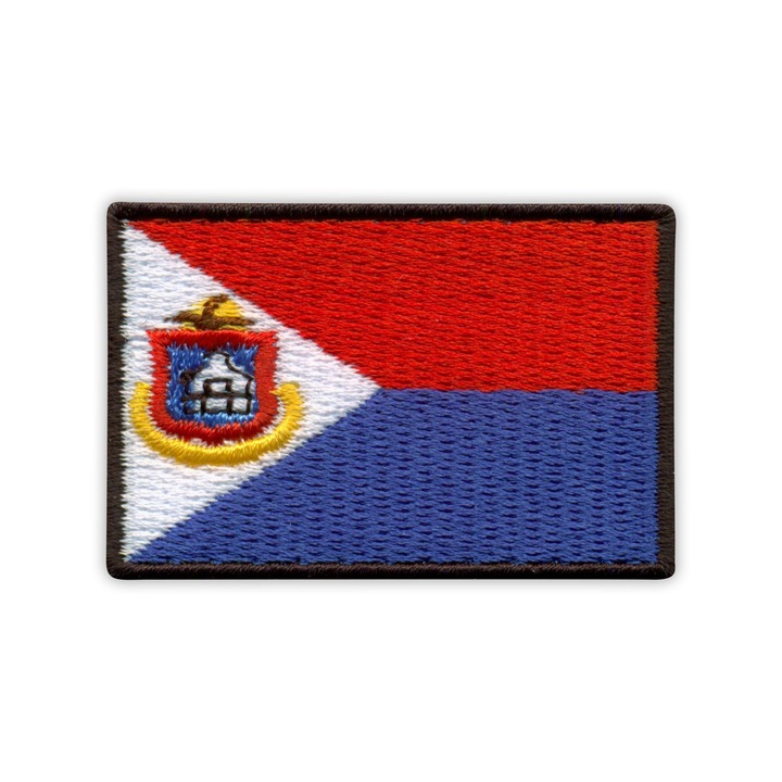 Hímzett embléma Sint Maarten zászló 3.5x5.2cm mágneses fekete