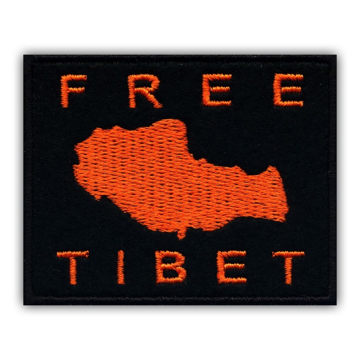 Hímzett jelvény Szabad Tibet, fekete-narancssárga, 5.4x6.6cm, vasalható szett
