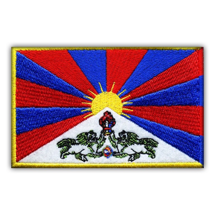 Hímzett jelvény, Tibet zászlaja, 15x9.8cm, vasalható