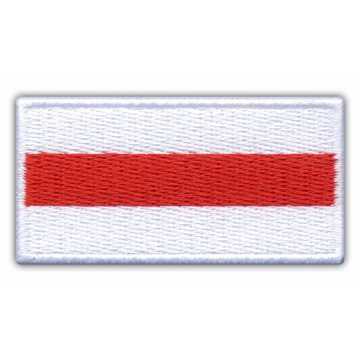 Hímzett embléma, Fehéroroszország zászlaja, piros-fehér, 3.5x7cm, vasalható rögzítés