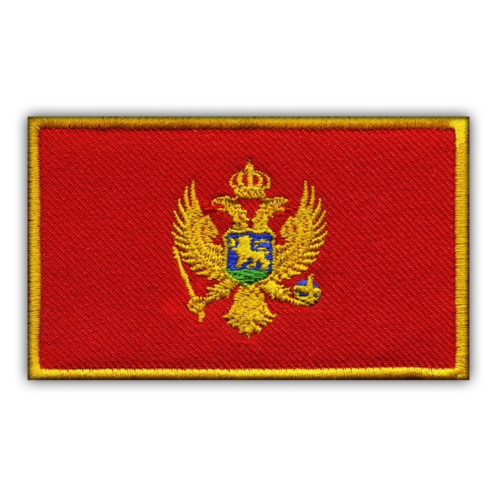 Hímzett embléma Montenegró zászlaja piros arany 5x8cm szett
