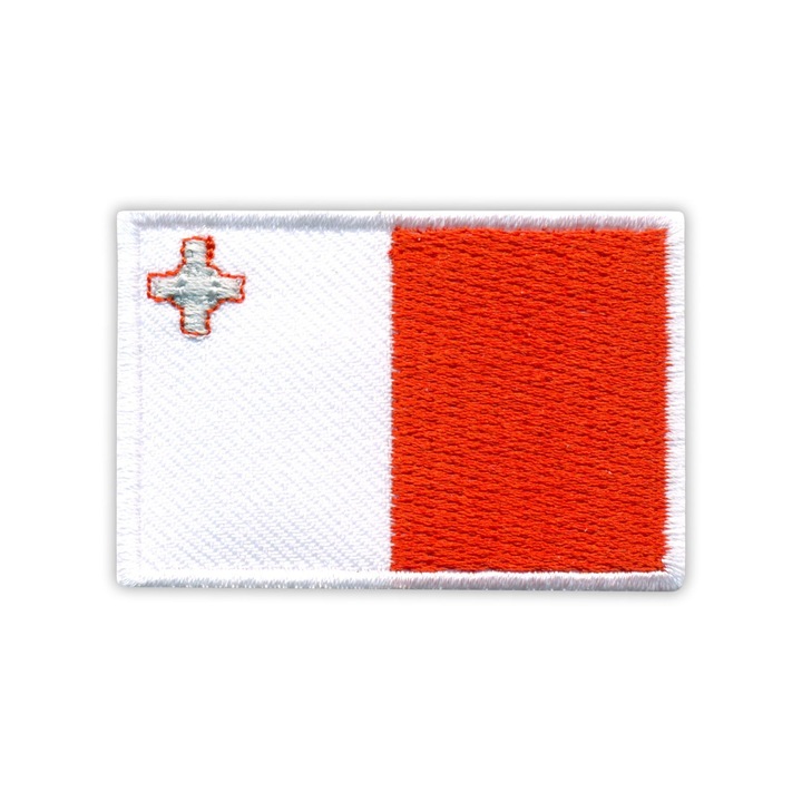 Hímzett Málta zászló embléma, felvarrható patch, piros-fehér, 3.5x5.3cm
