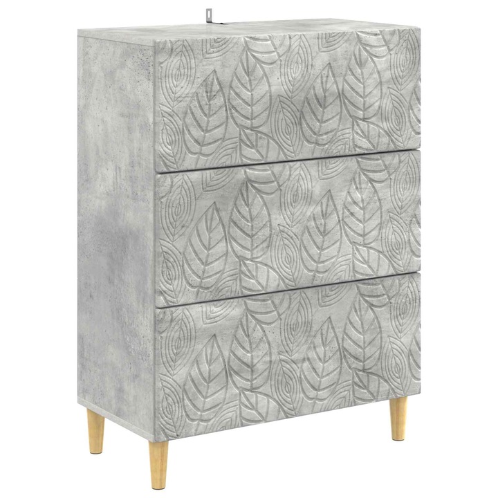 Dulap cu sertare Gri Beton 66 x 34 vidaXL, 5 x 90 cm Lemn prelucrat