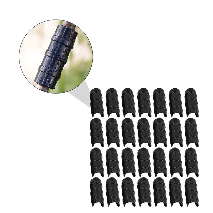 100 buc cleme de teava pentru gradina, cleme de film pentru cadru de sera, cleme de teava, cleme pentru banner de sera, negre, 25 mm