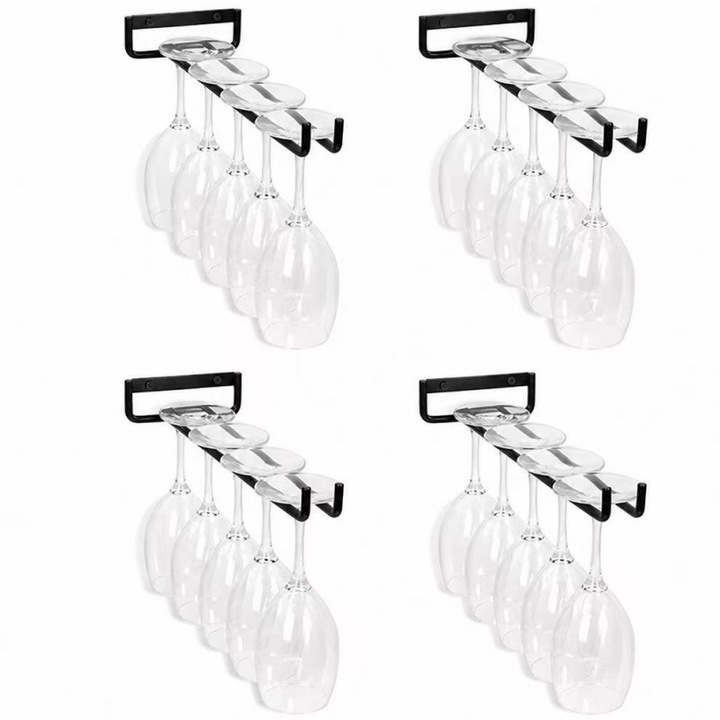 Suporturi pentru pahare de vin, ComResi®, Fier, Negru，Set 4