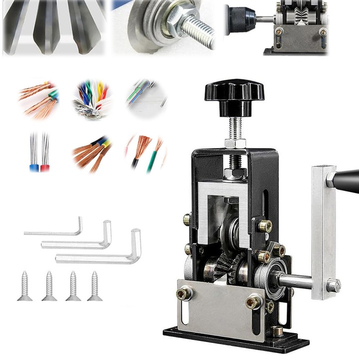 Masina De Dezizolat Cabluri De 1-20 mm, Se Poate Conecta La O Masina De Gaurit Sau Se Poate Actiona Manual, Reglabil, Potrivita Pentru Cabluri Cu Izolatie Rigida, Flexibila, Multiconductoare